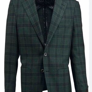 Tiglio Luxe Hunter Green w/Black Windowpane Veneto Wool | EUC | Sz 42R